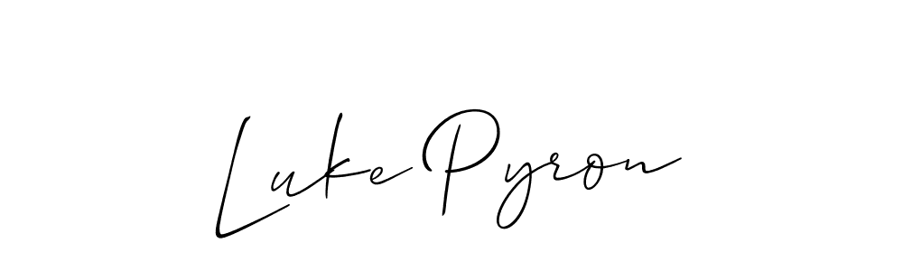 Make a beautiful signature design for name Luke Pyron. With this signature (Allison_Script) style, you can create a handwritten signature for free. Luke Pyron signature style 2 images and pictures png