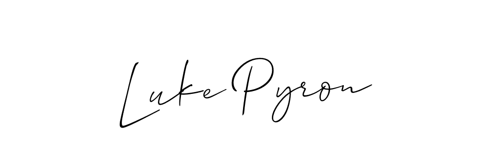 Make a beautiful signature design for name Luke Pyron. With this signature (Allison_Script) style, you can create a handwritten signature for free. Luke Pyron signature style 2 images and pictures png