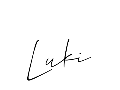 The best way (Allison_Script) to make a short signature is to pick only two or three words in your name. The name Luki include a total of six letters. For converting this name. Luki signature style 2 images and pictures png