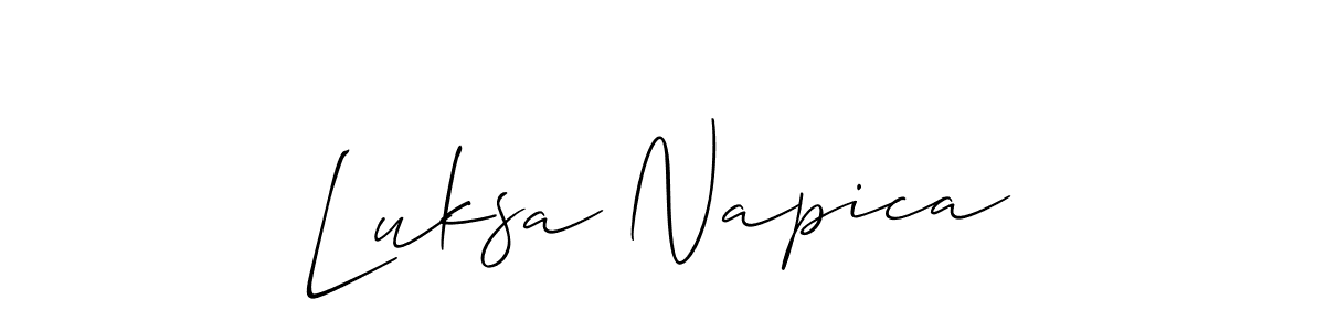 Similarly Allison_Script is the best handwritten signature design. Signature creator online .You can use it as an online autograph creator for name Luksa Napica. Luksa Napica signature style 2 images and pictures png