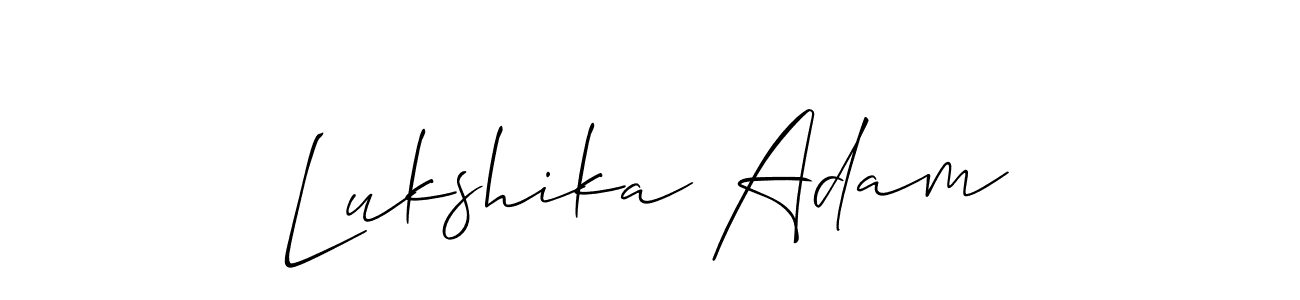 The best way (Allison_Script) to make a short signature is to pick only two or three words in your name. The name Lukshika Adam include a total of six letters. For converting this name. Lukshika Adam signature style 2 images and pictures png