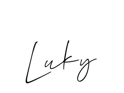 Make a beautiful signature design for name Luky. With this signature (Allison_Script) style, you can create a handwritten signature for free. Luky signature style 2 images and pictures png