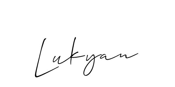 Use a signature maker to create a handwritten signature online. With this signature software, you can design (Allison_Script) your own signature for name Lukyan. Lukyan signature style 2 images and pictures png