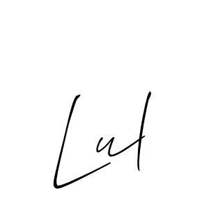 if you are searching for the best signature style for your name Lul. so please give up your signature search. here we have designed multiple signature styles  using Allison_Script. Lul signature style 2 images and pictures png