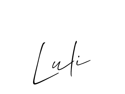 Create a beautiful signature design for name Luli. With this signature (Allison_Script) fonts, you can make a handwritten signature for free. Luli signature style 2 images and pictures png