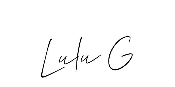You should practise on your own different ways (Allison_Script) to write your name (Lulu G) in signature. don't let someone else do it for you. Lulu G signature style 2 images and pictures png