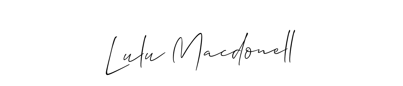 Similarly Allison_Script is the best handwritten signature design. Signature creator online .You can use it as an online autograph creator for name Lulu Macdonell. Lulu Macdonell signature style 2 images and pictures png