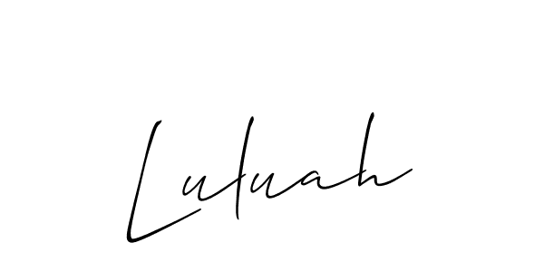 The best way (Allison_Script) to make a short signature is to pick only two or three words in your name. The name Luluah include a total of six letters. For converting this name. Luluah signature style 2 images and pictures png
