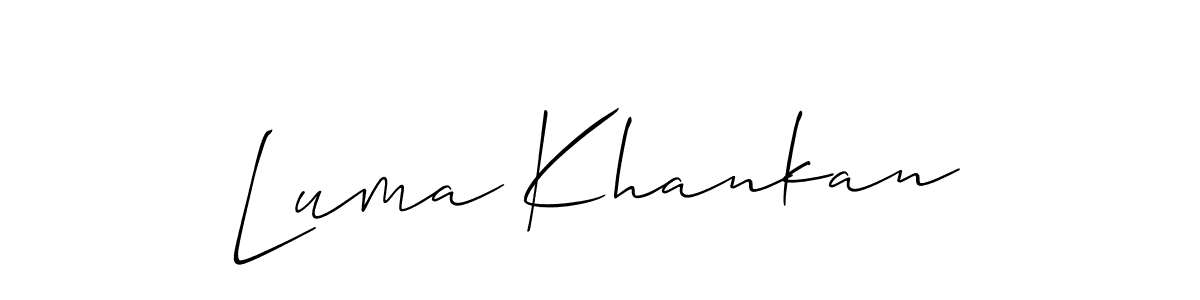 Use a signature maker to create a handwritten signature online. With this signature software, you can design (Allison_Script) your own signature for name Luma Khankan. Luma Khankan signature style 2 images and pictures png