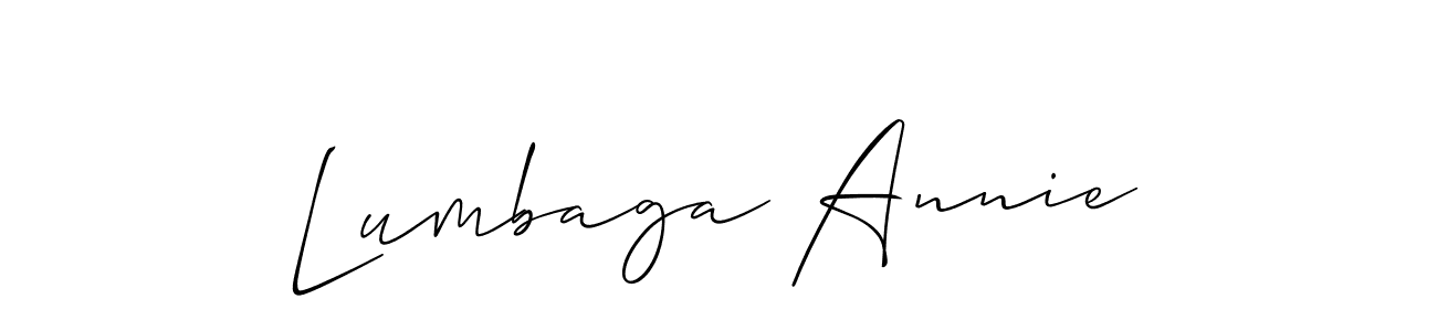 How to make Lumbaga Annie signature? Allison_Script is a professional autograph style. Create handwritten signature for Lumbaga Annie name. Lumbaga Annie signature style 2 images and pictures png