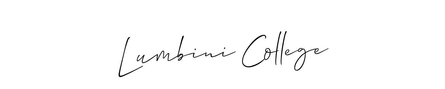 How to make Lumbini College name signature. Use Allison_Script style for creating short signs online. This is the latest handwritten sign. Lumbini College signature style 2 images and pictures png