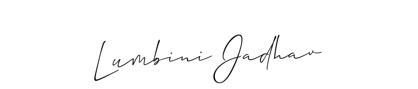 How to make Lumbini Jadhav signature? Allison_Script is a professional autograph style. Create handwritten signature for Lumbini Jadhav name. Lumbini Jadhav signature style 2 images and pictures png