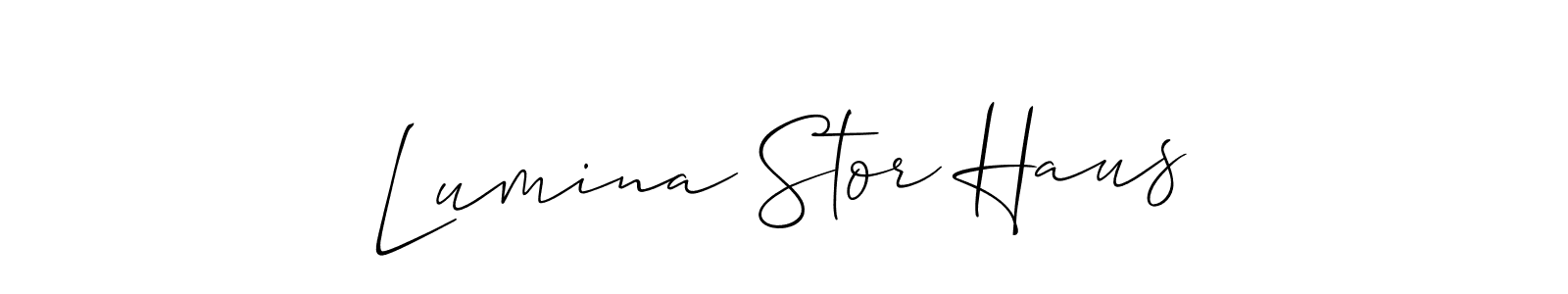 Allison_Script is a professional signature style that is perfect for those who want to add a touch of class to their signature. It is also a great choice for those who want to make their signature more unique. Get Lumina Stor Haus name to fancy signature for free. Lumina Stor Haus signature style 2 images and pictures png