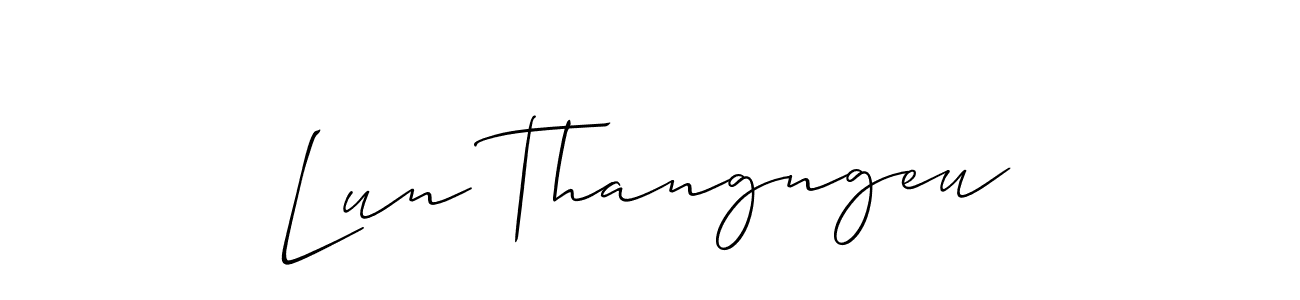 if you are searching for the best signature style for your name Lun Thangngeu. so please give up your signature search. here we have designed multiple signature styles  using Allison_Script. Lun Thangngeu signature style 2 images and pictures png