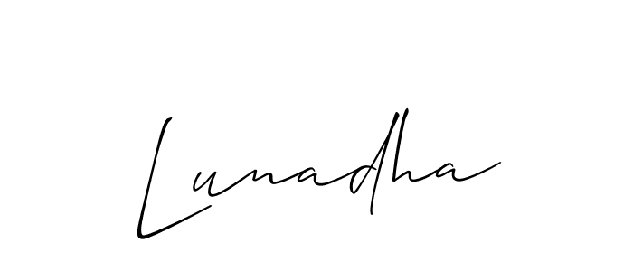 Create a beautiful signature design for name Lunadha. With this signature (Allison_Script) fonts, you can make a handwritten signature for free. Lunadha signature style 2 images and pictures png
