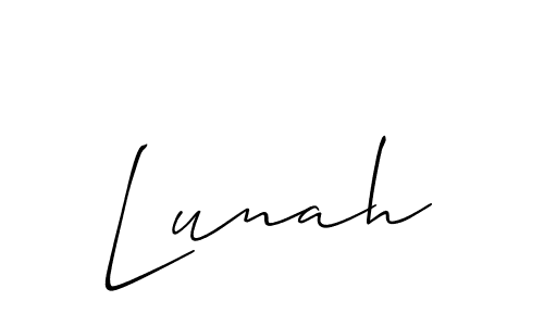 The best way (Allison_Script) to make a short signature is to pick only two or three words in your name. The name Lunah include a total of six letters. For converting this name. Lunah signature style 2 images and pictures png