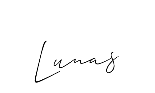 Design your own signature with our free online signature maker. With this signature software, you can create a handwritten (Allison_Script) signature for name Lunas. Lunas signature style 2 images and pictures png