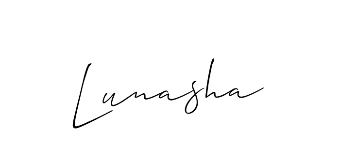 How to make Lunasha name signature. Use Allison_Script style for creating short signs online. This is the latest handwritten sign. Lunasha signature style 2 images and pictures png