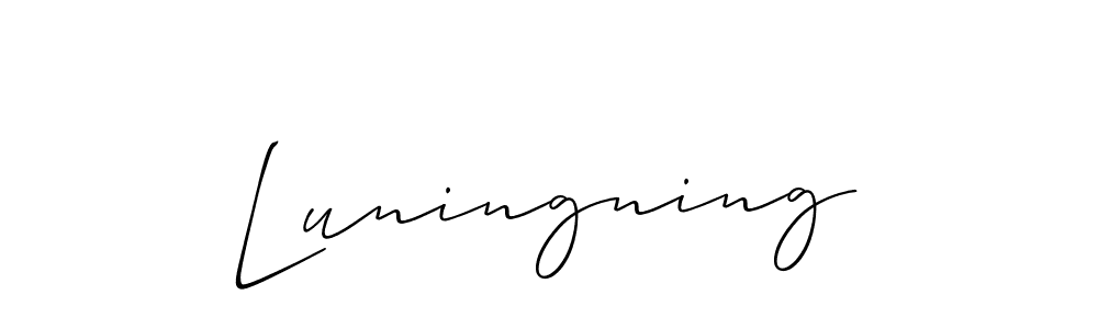 The best way (Allison_Script) to make a short signature is to pick only two or three words in your name. The name Luningning include a total of six letters. For converting this name. Luningning signature style 2 images and pictures png