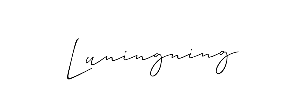 The best way (Allison_Script) to make a short signature is to pick only two or three words in your name. The name Luningning include a total of six letters. For converting this name. Luningning signature style 2 images and pictures png