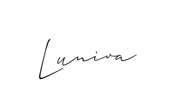 Use a signature maker to create a handwritten signature online. With this signature software, you can design (Allison_Script) your own signature for name Luniva. Luniva signature style 2 images and pictures png