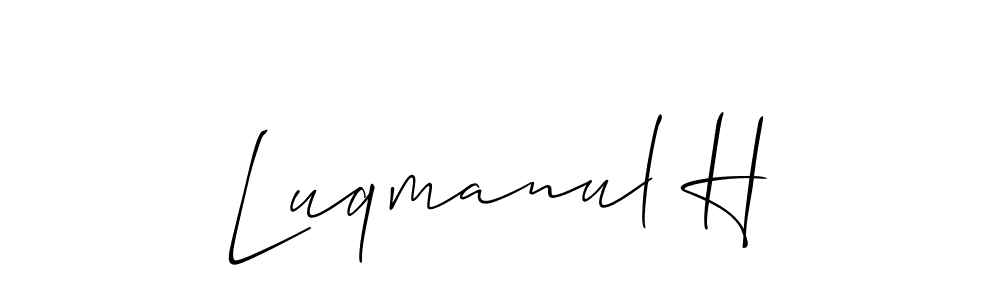 Allison_Script is a professional signature style that is perfect for those who want to add a touch of class to their signature. It is also a great choice for those who want to make their signature more unique. Get Luqmanul H name to fancy signature for free. Luqmanul H signature style 2 images and pictures png