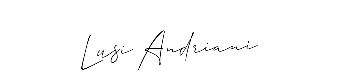 Also You can easily find your signature by using the search form. We will create Lusi Andriani name handwritten signature images for you free of cost using Allison_Script sign style. Lusi Andriani signature style 2 images and pictures png