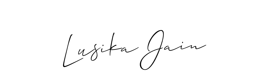 You should practise on your own different ways (Allison_Script) to write your name (Lusika Jain) in signature. don't let someone else do it for you. Lusika Jain signature style 2 images and pictures png