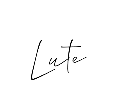 Make a beautiful signature design for name Lute. With this signature (Allison_Script) style, you can create a handwritten signature for free. Lute signature style 2 images and pictures png