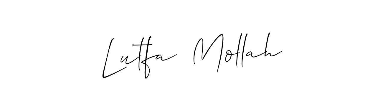 if you are searching for the best signature style for your name Lutfa  Mollah. so please give up your signature search. here we have designed multiple signature styles  using Allison_Script. Lutfa  Mollah signature style 2 images and pictures png