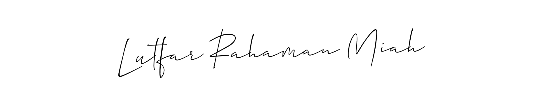 Create a beautiful signature design for name Lutfar Rahaman Miah. With this signature (Allison_Script) fonts, you can make a handwritten signature for free. Lutfar Rahaman Miah signature style 2 images and pictures png