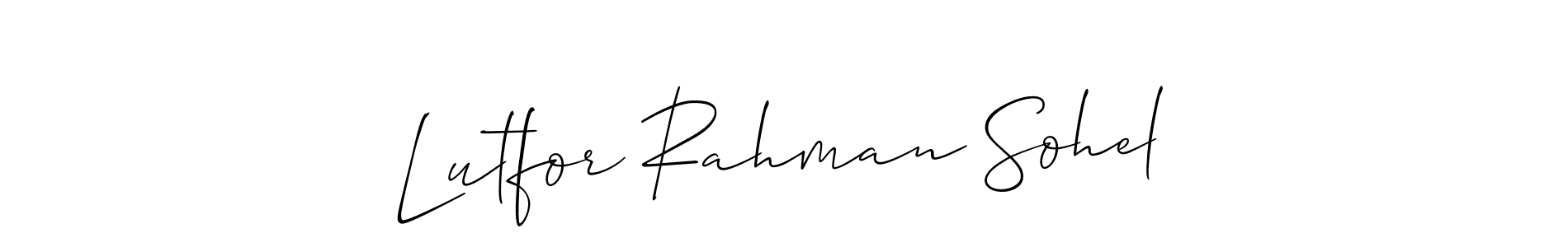 You should practise on your own different ways (Allison_Script) to write your name (Lutfor Rahman Sohel) in signature. don't let someone else do it for you. Lutfor Rahman Sohel signature style 2 images and pictures png