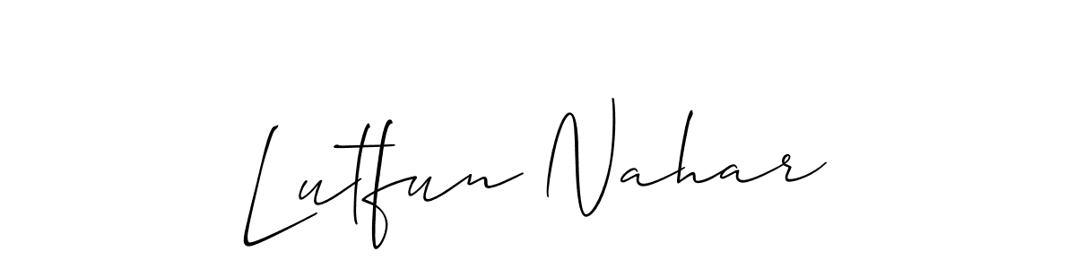 Lutfun Nahar stylish signature style. Best Handwritten Sign (Allison_Script) for my name. Handwritten Signature Collection Ideas for my name Lutfun Nahar. Lutfun Nahar signature style 2 images and pictures png