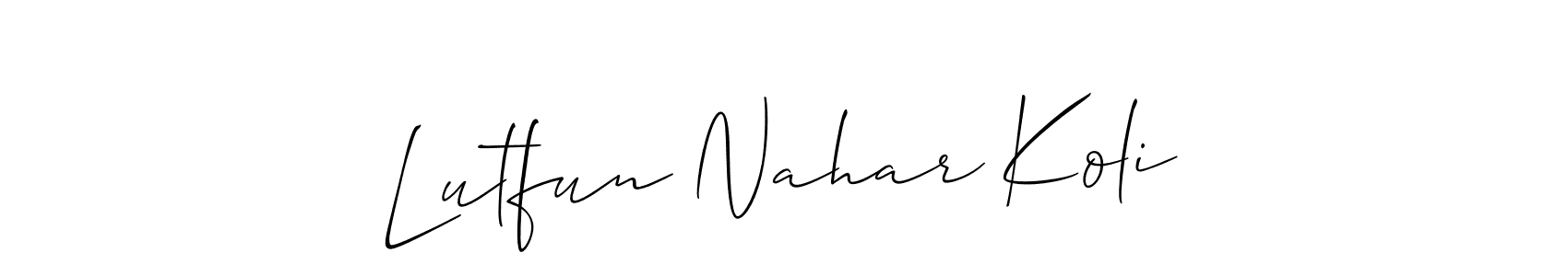 See photos of Lutfun Nahar Koli official signature by Spectra . Check more albums & portfolios. Read reviews & check more about Allison_Script font. Lutfun Nahar Koli signature style 2 images and pictures png