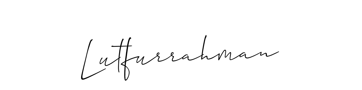 Create a beautiful signature design for name Lutfurrahman. With this signature (Allison_Script) fonts, you can make a handwritten signature for free. Lutfurrahman signature style 2 images and pictures png