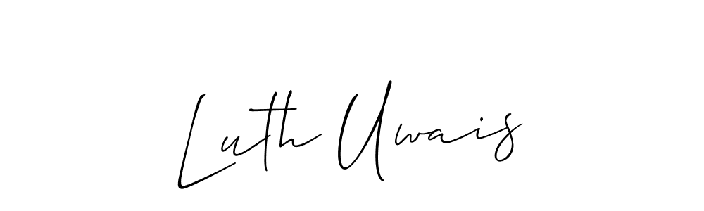 The best way (Allison_Script) to make a short signature is to pick only two or three words in your name. The name Luth Uwais include a total of six letters. For converting this name. Luth Uwais signature style 2 images and pictures png