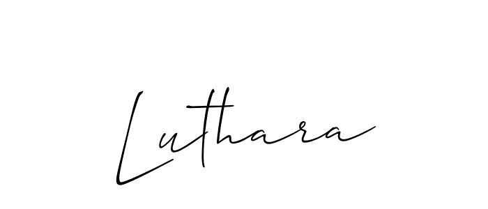 Make a beautiful signature design for name Luthara. With this signature (Allison_Script) style, you can create a handwritten signature for free. Luthara signature style 2 images and pictures png