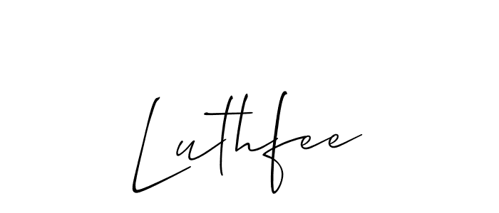 Similarly Allison_Script is the best handwritten signature design. Signature creator online .You can use it as an online autograph creator for name Luthfee. Luthfee signature style 2 images and pictures png