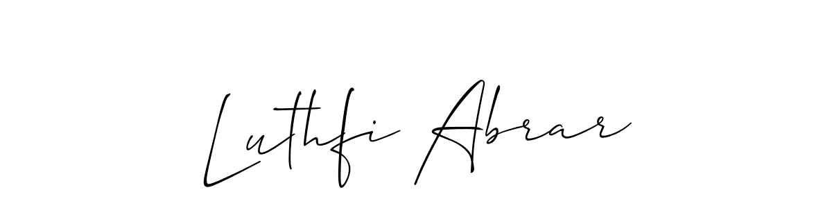 Also You can easily find your signature by using the search form. We will create Luthfi Abrar name handwritten signature images for you free of cost using Allison_Script sign style. Luthfi Abrar signature style 2 images and pictures png