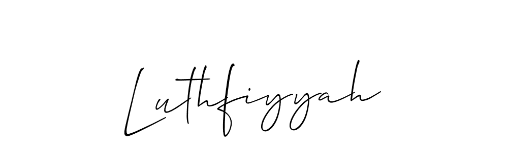 Similarly Allison_Script is the best handwritten signature design. Signature creator online .You can use it as an online autograph creator for name Luthfiyyah. Luthfiyyah signature style 2 images and pictures png