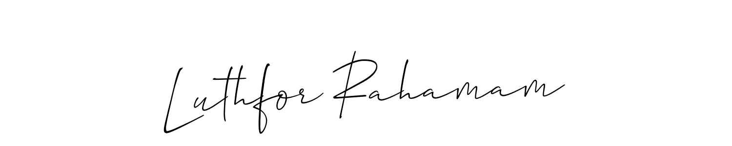 How to make Luthfor Rahamam signature? Allison_Script is a professional autograph style. Create handwritten signature for Luthfor Rahamam name. Luthfor Rahamam signature style 2 images and pictures png