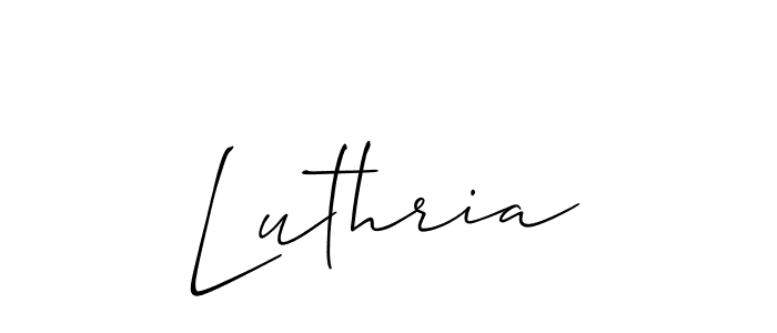 Make a beautiful signature design for name Luthria. With this signature (Allison_Script) style, you can create a handwritten signature for free. Luthria signature style 2 images and pictures png
