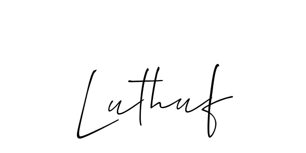 Allison_Script is a professional signature style that is perfect for those who want to add a touch of class to their signature. It is also a great choice for those who want to make their signature more unique. Get Luthuf name to fancy signature for free. Luthuf signature style 2 images and pictures png