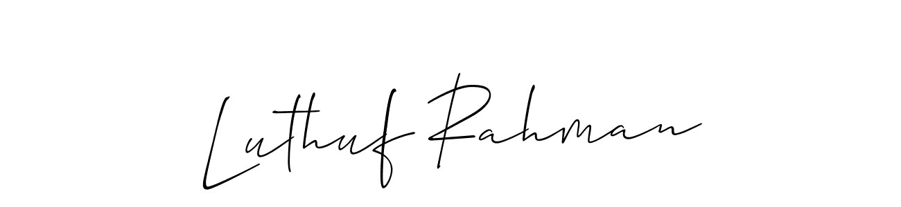 Allison_Script is a professional signature style that is perfect for those who want to add a touch of class to their signature. It is also a great choice for those who want to make their signature more unique. Get Luthuf Rahman name to fancy signature for free. Luthuf Rahman signature style 2 images and pictures png