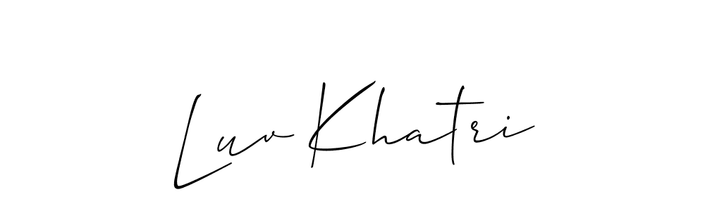 The best way (Allison_Script) to make a short signature is to pick only two or three words in your name. The name Luv Khatri include a total of six letters. For converting this name. Luv Khatri signature style 2 images and pictures png