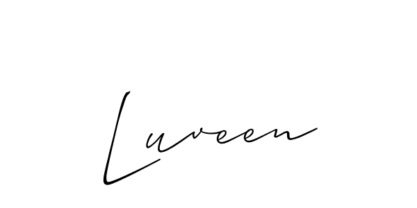 Luveen stylish signature style. Best Handwritten Sign (Allison_Script) for my name. Handwritten Signature Collection Ideas for my name Luveen. Luveen signature style 2 images and pictures png
