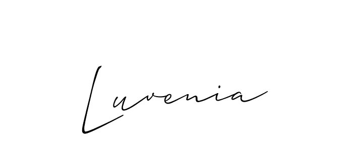 The best way (Allison_Script) to make a short signature is to pick only two or three words in your name. The name Luvenia include a total of six letters. For converting this name. Luvenia signature style 2 images and pictures png