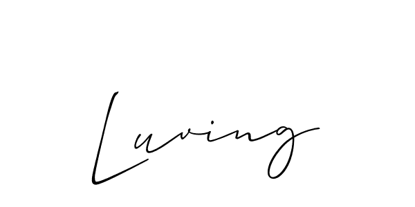 The best way (Allison_Script) to make a short signature is to pick only two or three words in your name. The name Luving include a total of six letters. For converting this name. Luving signature style 2 images and pictures png