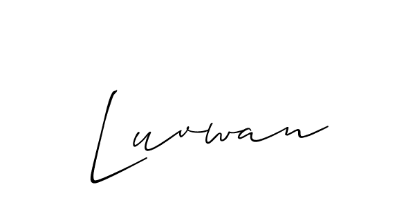 The best way (Allison_Script) to make a short signature is to pick only two or three words in your name. The name Luvwan include a total of six letters. For converting this name. Luvwan signature style 2 images and pictures png