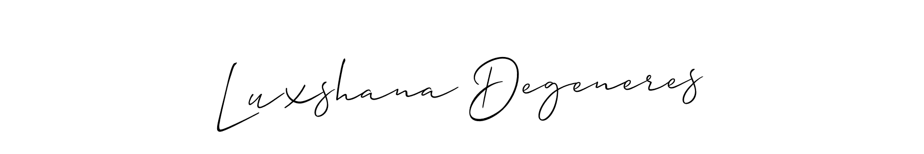 It looks lik you need a new signature style for name Luxshana Degeneres. Design unique handwritten (Allison_Script) signature with our free signature maker in just a few clicks. Luxshana Degeneres signature style 2 images and pictures png
